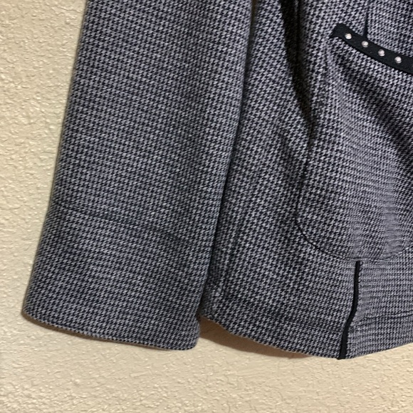 Allison Daley Jacket Blazer SP Gray Black Stretchy Hounds Tooth Print Zip Up - Picture 4 of 16